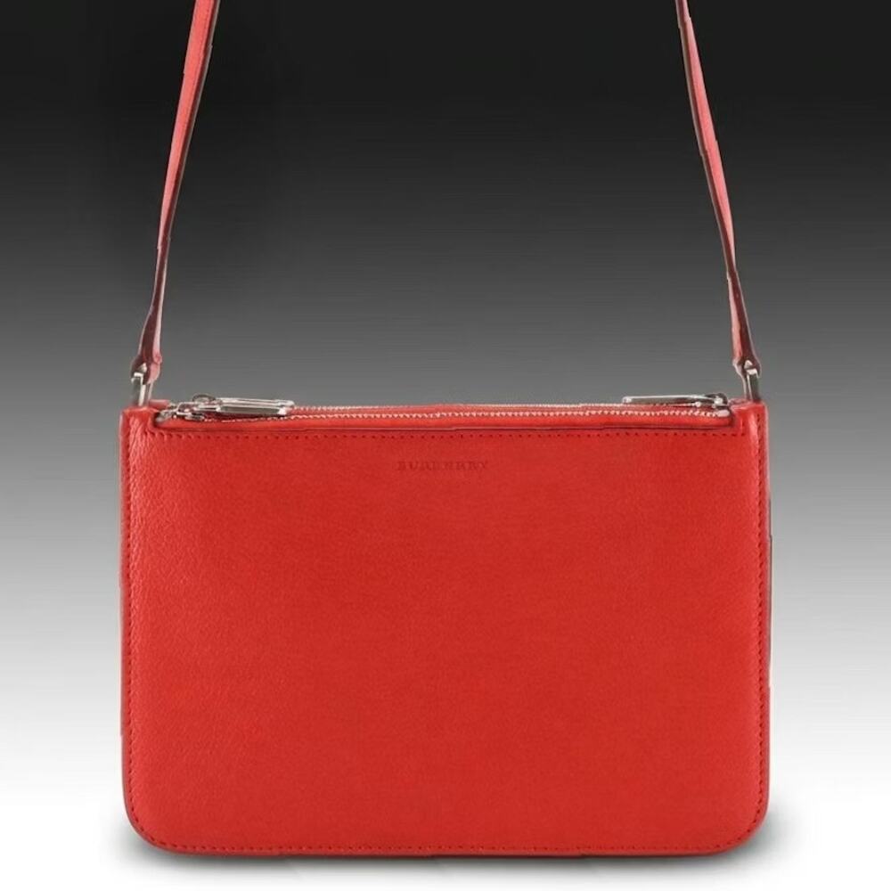 Burberry Penhurst Triple Zip Crossbody Bag in Grained Calfskin Leather